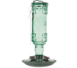 Hummingbird Antique Style Bottle Feeder   GreenGlass —