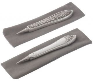 Twos Company Set of 2 Silver Plated Brass KnifeHandlePens —
