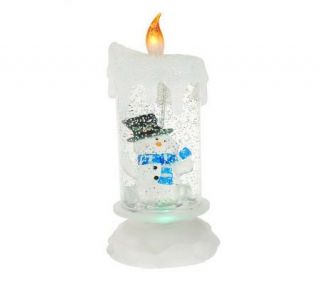 Bethlehem Lights Battery Op. Snowman Glitter Candle —