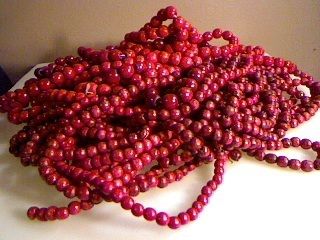  96 Feet Cranberry Red Wooden Beads Christmas Tree Garland