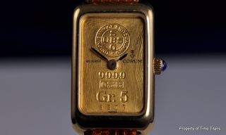 Corum Ladies 18K 5 Gram UBS Gold Ingot Watch Sapphire Cabochon
