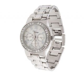 Steel By Design Multi function Crystal Accent Round Watch —