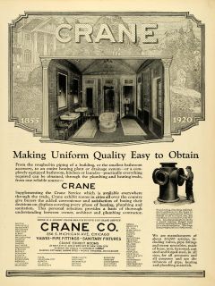 1920 Ad Crane Co Bathroom Supplies Pipe Fittings Plumbing Sink Bathtub