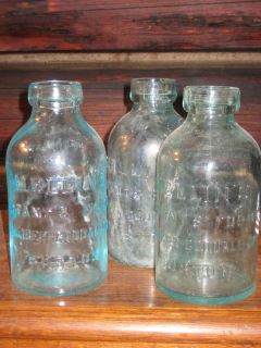  Antique Green Glass Bottles Mellins Infant Food Bottle Boston