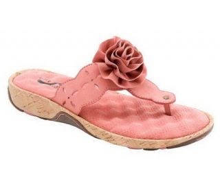 Soft Walk Leather Cork Sandal with Flower & Laser Cut Details