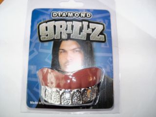 Diamond Grillz Metal Mouth Costume Fake Teeth Plastic