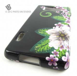 Green Black Flowers Hard Case Cover LG Splendor Venice US730 Accessory
