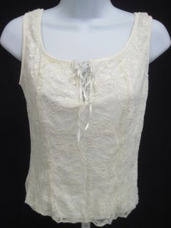 Creative Design Works White Lacy Sleeveless Blouse Top
