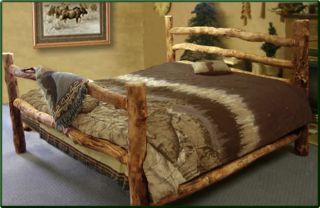New Queen Aspen Log Corral Bed Rustic Furniture Beds