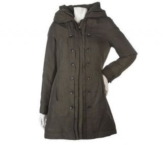 Dennis Basso Fully Lined Parka w/Pleat and Button Placket Detail