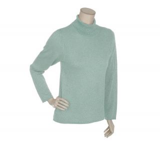 Susan Graver Metallic Ribbed Turtleneck Sweater —