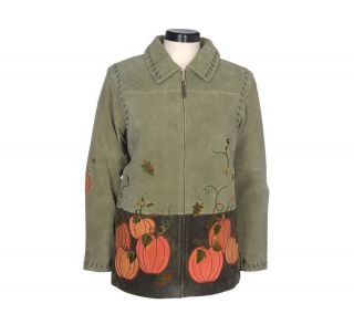 Quacker Factory Embellished Suede Zip Front Shirt Jacket —