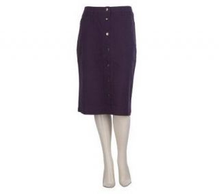 Denim & Co. Classic Waist Button Front Short Denim Skirt —