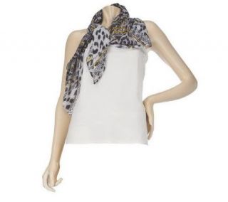 Adorn by Wendy Williams Animal Print with Chain Motif Scarf — 
