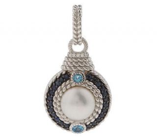 Judith Ripka Sterling 1.10ct Gemstone & Cultured Mabe Pearl Enhancer 