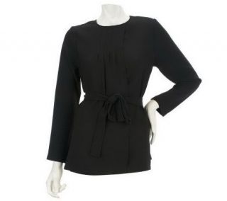 Linea by Louis DellOlio Tunic with Pintuck Overlay and Belt