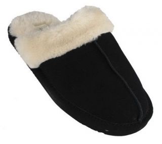 Clarks Suede Faux Fur Trim and Lining Slippers —