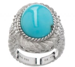 Judith Ripka Gemstone North/South Oval Cabochon Textured Ring 