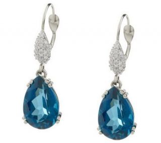 95 ct tw London Blue Topaz & 1/7cttw Diamond Earrings 14K — 