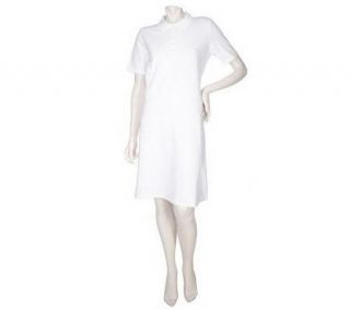 Denim & Co. Short Sleeve Knit Polo Dress with Simulated Pearl Buttons 