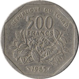 Tchad Chad 1985 500 Francs Coin XF This Coin Is Scarce RRR