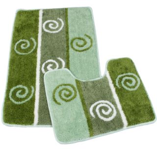 Acrylic Fiber Rectangular+U shape Contour Mat /Rug bath mat Green