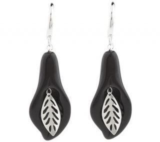 Paola Valentini Sterling Onyx Calla Lilly Dangle Earrings —