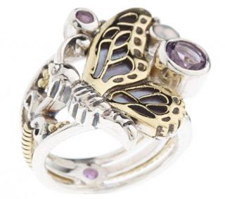 Echo of the Dreamer Purple Garden Party Butterfly Ring Sterling/Bronze 