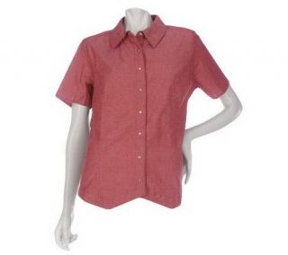 Denim & Co. Lightweight Denim Short Sleeve Weskit Shirt —
