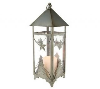 HomeReflections Indoor/Outdoor Holiday Lantern with Flameless Candle w 