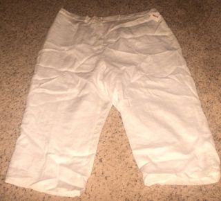 Tweeds Woman White Linen Lined Cropped Pants Sz 24W