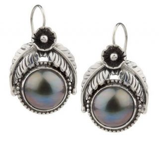 Artisan Crafted Sterling Cultured Mabe Pearl Earrings —