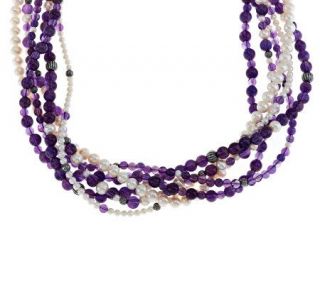 Carolyn Pollack Amethyst & Cultured Pearl 17 Torsade Necklace 