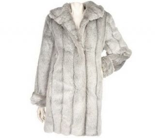 Dennis Basso Pelted Faux Sable Coat w/ Convertible Collar —