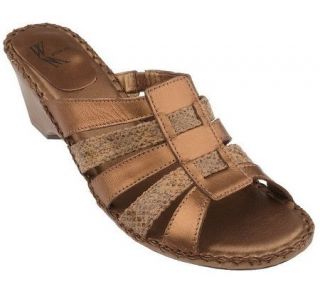 White Mountain Leather Multi Strap Sandals with SnakeskinDetail