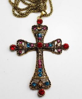 Betsey Johnson Bronze Cross Necklace Christmas Gift K85