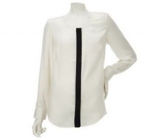 Nicole Richie Collection Button Front Blouse with Contrast Trim