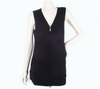 Sport Savvy Stretch French Terry 2 Way Zip Front Tunic Vest — 