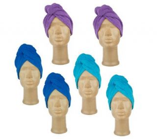 Set of 6 Solid Color Turbie Twist Hair Towels —