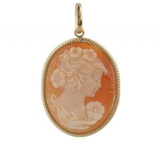 Oval Textured Border Cameo Pendant 18K Gold —