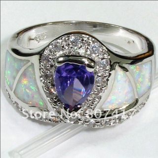 sapphire gemstone pink opal crown silver ring R154 SZ#6 7 8 9