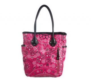 Isaac Mizrahi Live Signature Print Double Handle Tote with Strap 