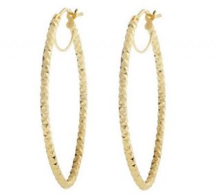 Diamond Cut Marquise Shape Hoop Earrings 14K Gold —