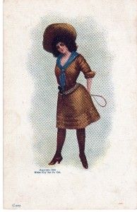 Cowgirl With Large Hat/ Whip/1905 Post Card/Gun/Cartiage Belt