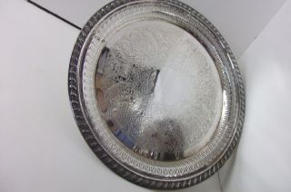 VINTAGE LEONARD SILVERPLATE ROUND TRAY 12 1 4