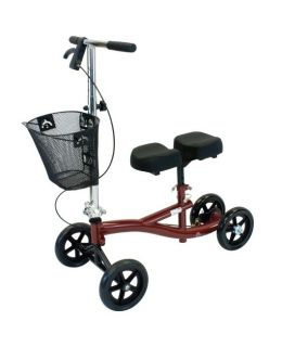 Knee Leg Walker Steerable Crutch Scooter Folding Mahogany Red with