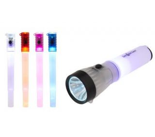 Life Gear Multi Color LED Flashlight & Glow Stick 5 Piece Set