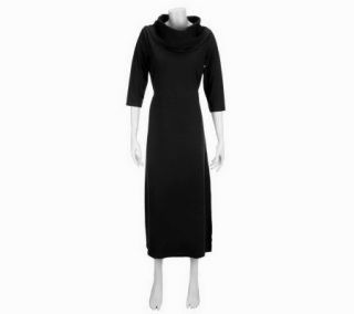 Denim & Co. 3/4 Sleeve Cowl Neck Long Knit Dress —