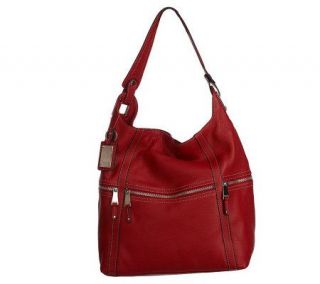 Tignanello Pebble Leather Curved Zip Pocket Hobo Bag —