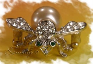 Joan Rivers Ilver Crystal Pearl Bee Pin